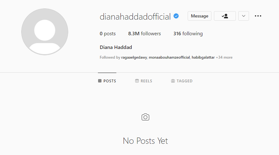 حساب ديانا حداد على انستغرام