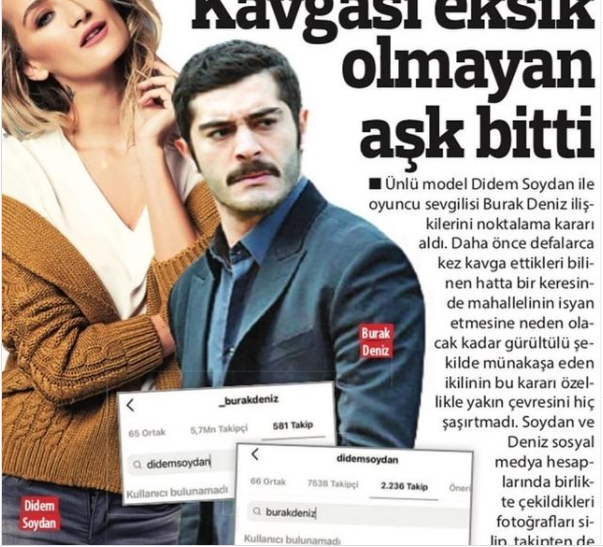 بوراك دينيز ينفصل عن حبيبته