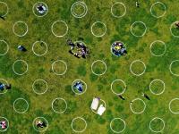 تم رسم دوائر بيضاء تشبه نقاط البولكا في أربع حدائق في سان فرانسيسكو لتعزيز التباعد الاجتماعي