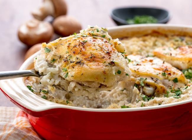 صينية رز بالدجاج والكريمة