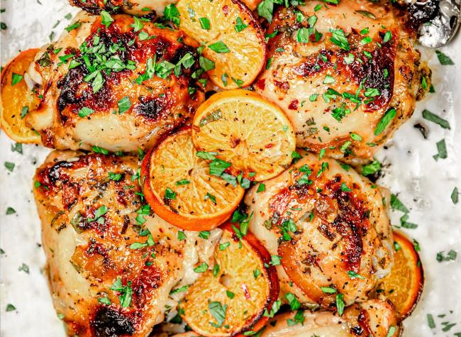 الدجاج المخبوز بالبرتقال