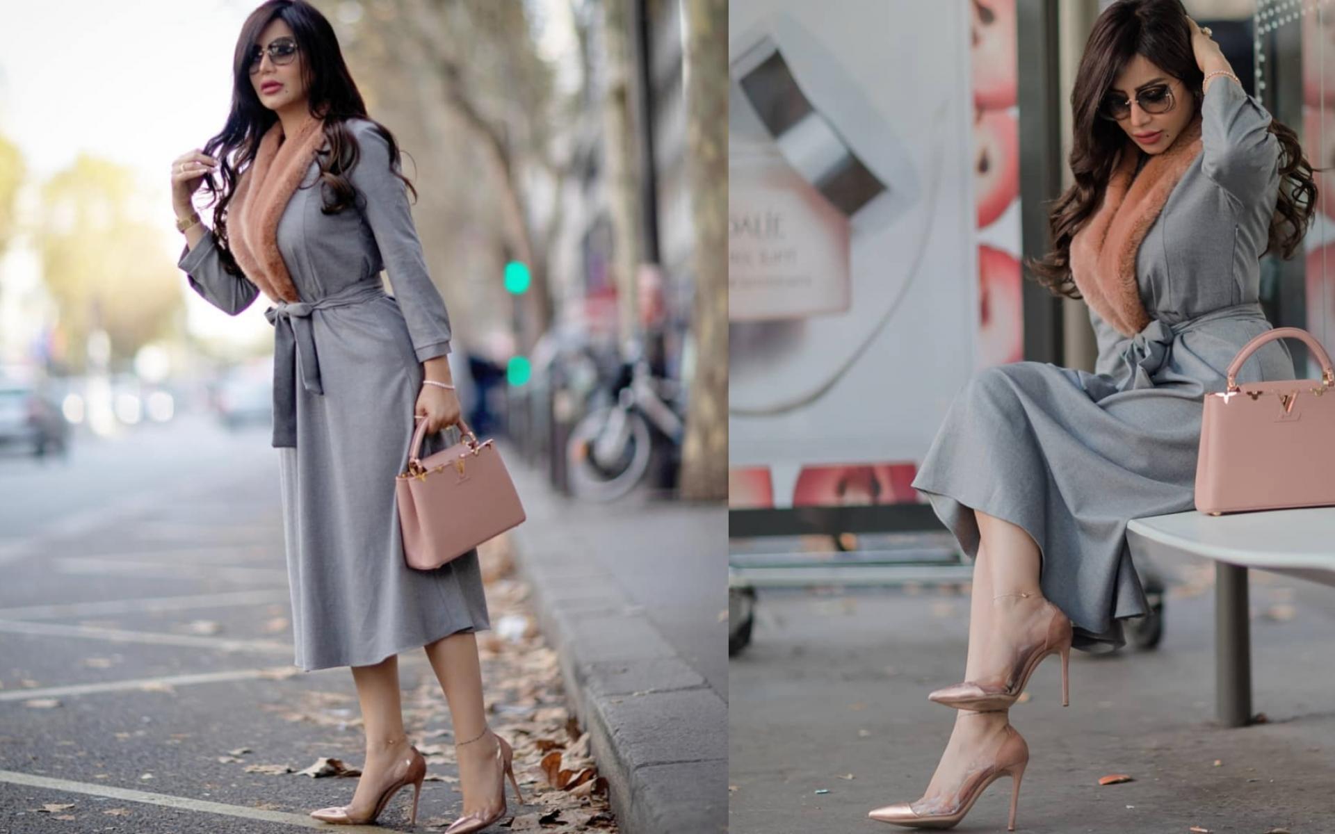 اختارت لجين إطلالة شتوية راقية بالجكيت المصمم على شكل فستان اختارت لجين إطلالة شتوية راقية بالجكيت المصمم على شكل فستان