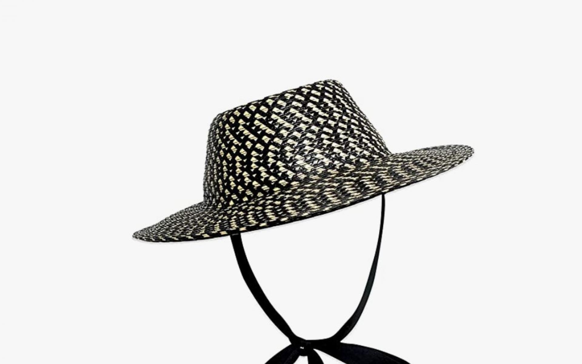 قبعة شمسية أسود وأبيض